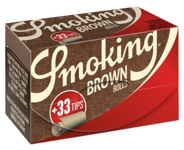 Smoking Brown Roll + Tips – ungebleichtes 4-m-Roll-Paper (44 mm) mit Tips, Slow-Burn & pflanzlicher Gummierung